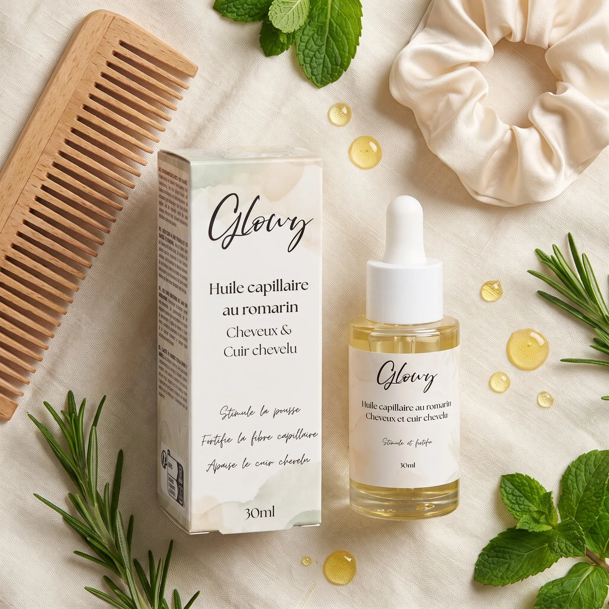 Huile de Romarin pour Cheveux et Cuir Chevelu, Formule Fortifiante