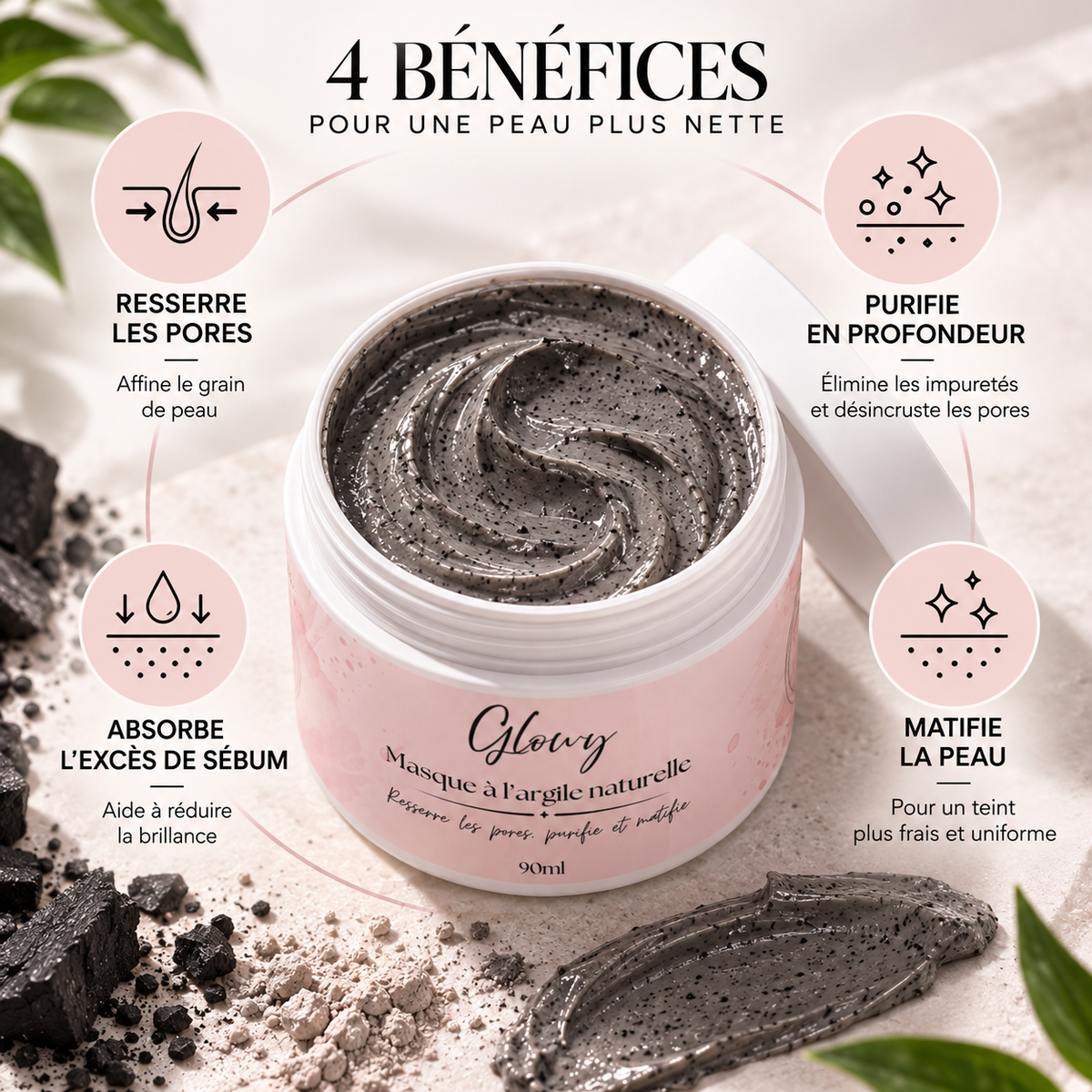 Masque à l'Argile Naturelle pour Pores et Points Noirs