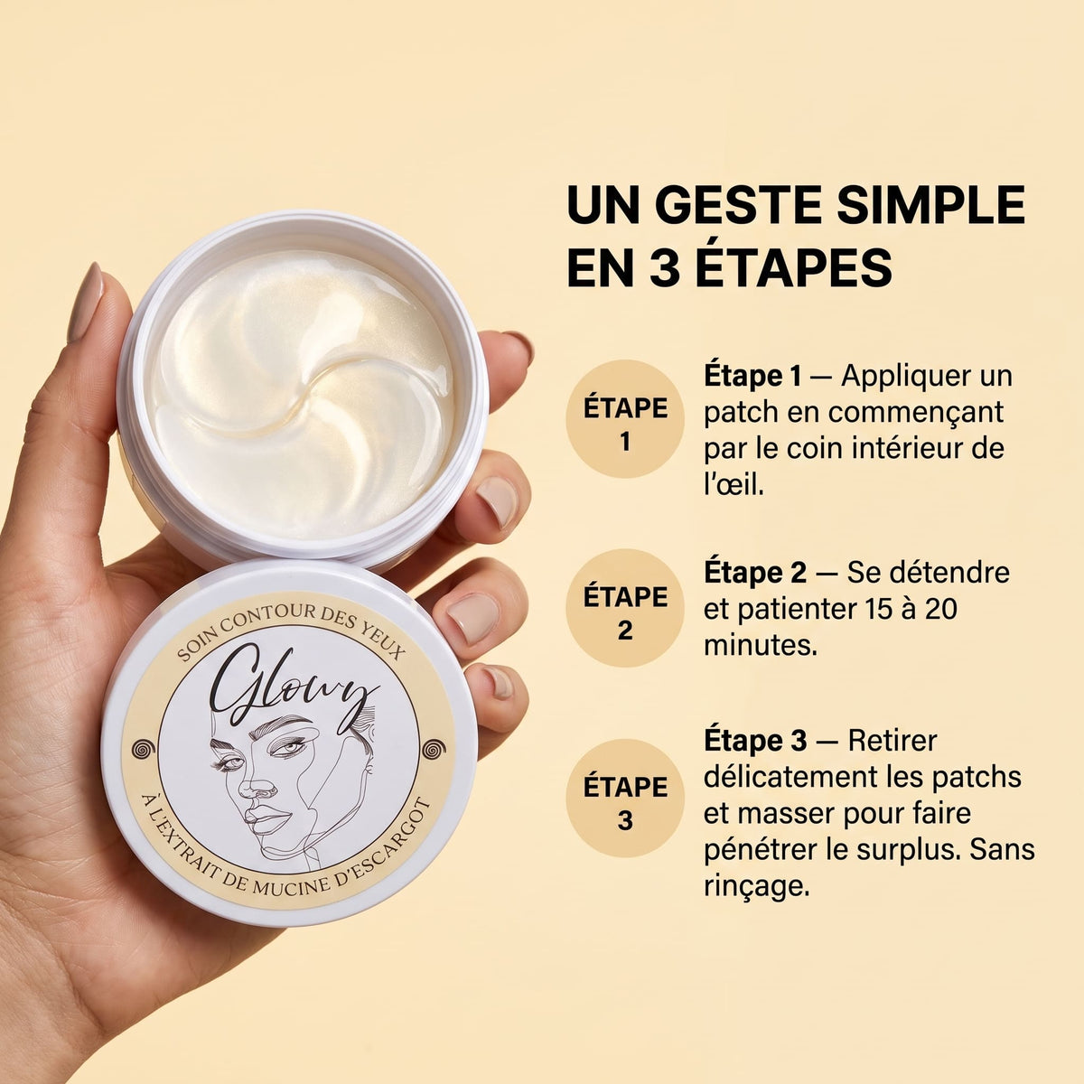 Routine en 3 étapes avec les patchs contour des yeux Glowy Eyes