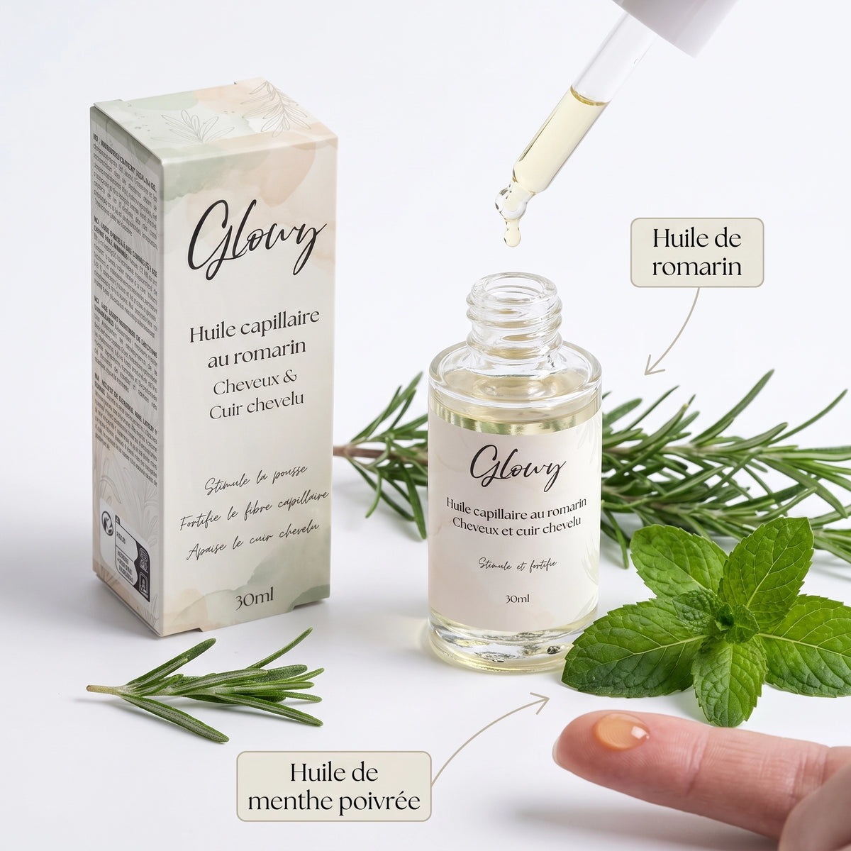 Huile de Romarin pour Cheveux et Cuir Chevelu, Formule Fortifiante