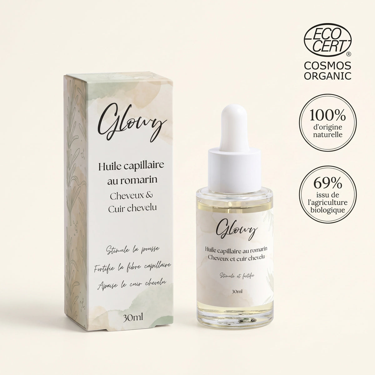 Huile de Romarin pour Cheveux et Cuir Chevelu, Formule Fortifiante