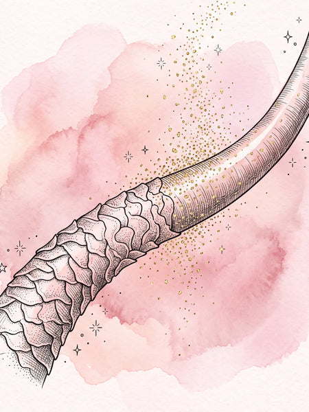 Illustration d'une fibre capillaire dont la cuticule est lissée par la kératine