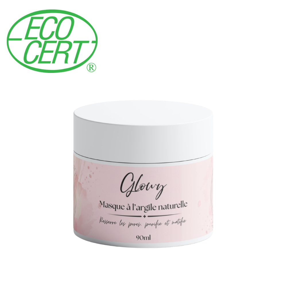 Masque à l'argile naturelle Glowy certifié Ecocert COSMOS Natural