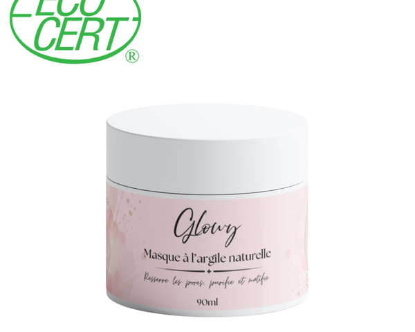 Masque à l'argile naturelle Glowy certifié Ecocert COSMOS Natural